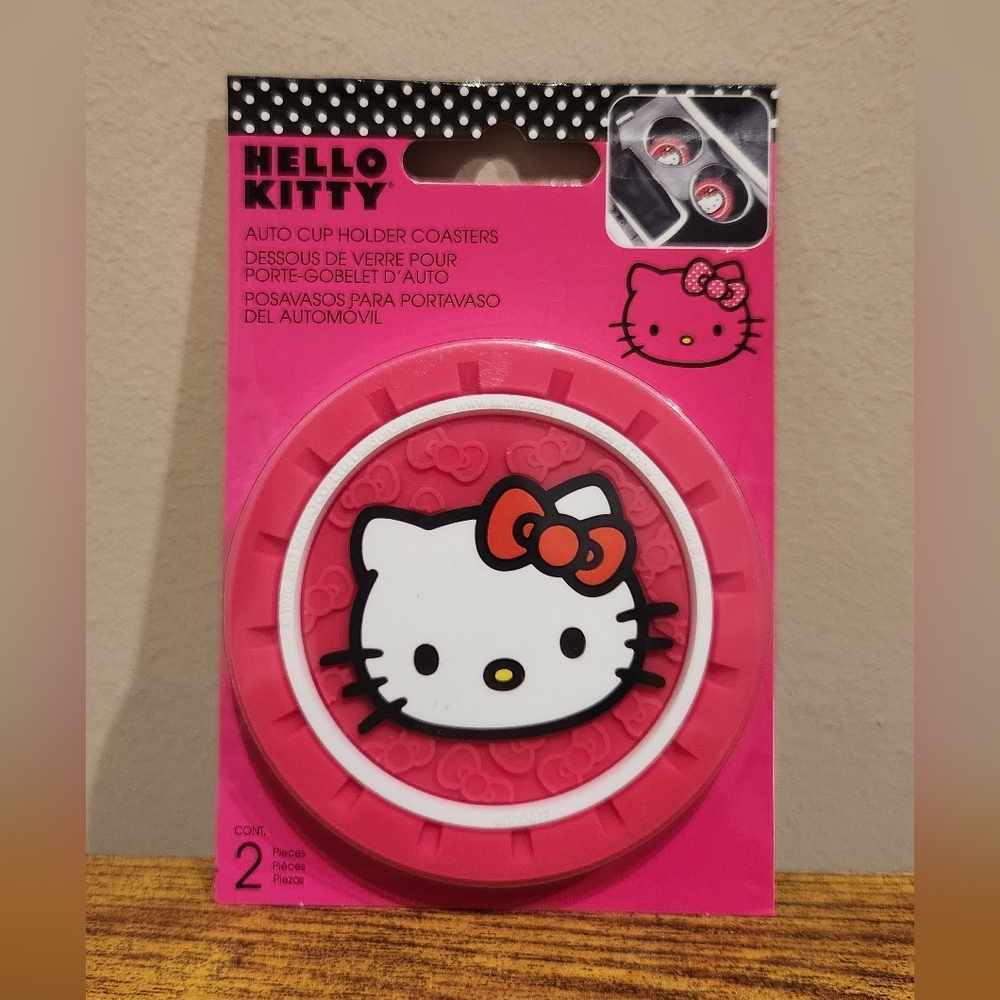 Sanrio- Hello Kitty Pink Car Insert Coasters